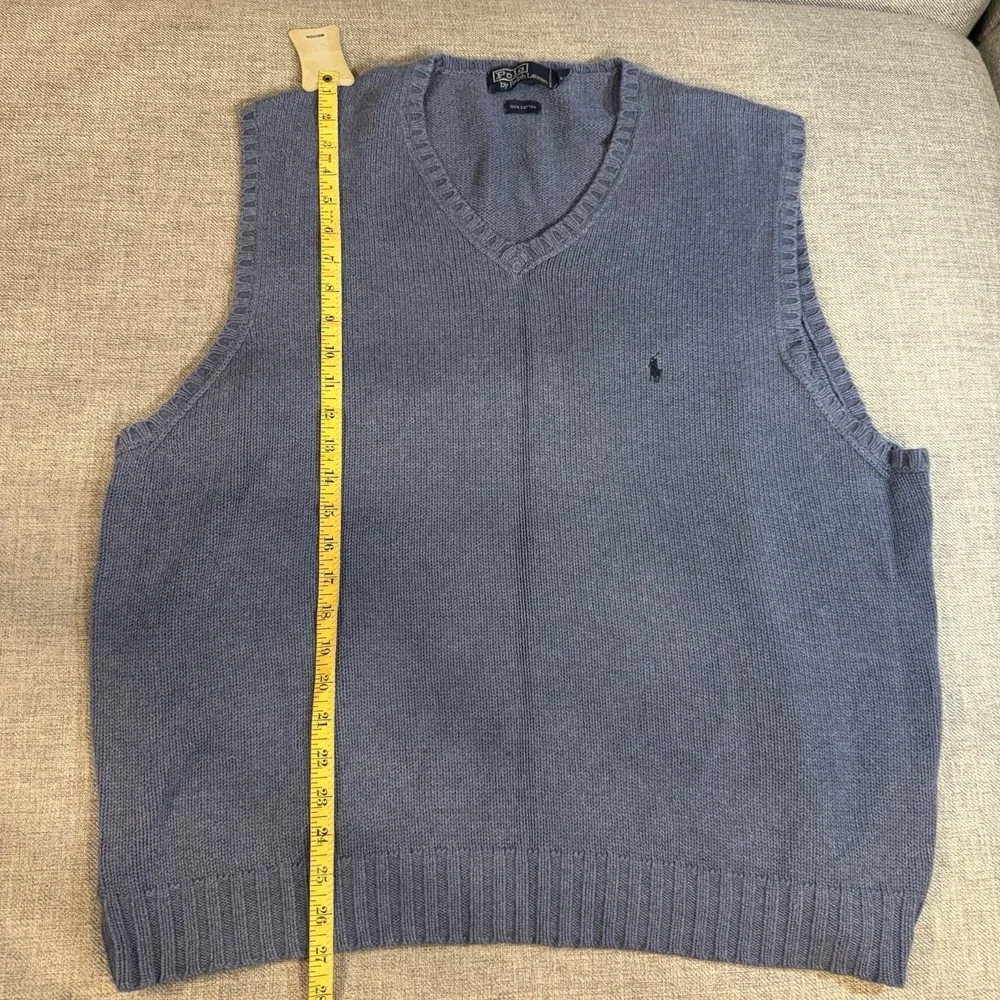 Polo Ralph Lauren Sweater Vest Mens XXL Blue V Neck Cotton Knit